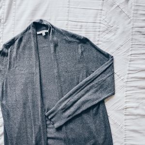 Cyrus Extra Long Open Front Grey Knit Cardigan